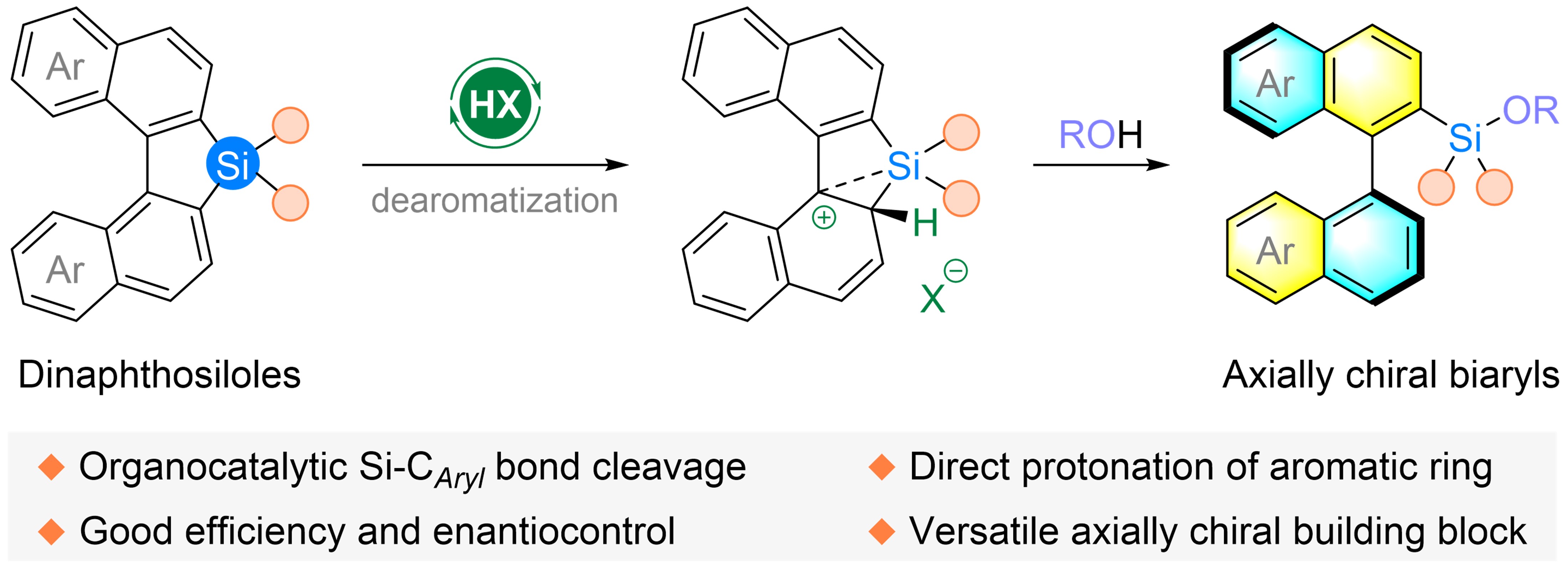 Organocatalytic Si-CAryl bond functionalization enabled atroposelective synthesis of axially chiral biaryl siloxanes