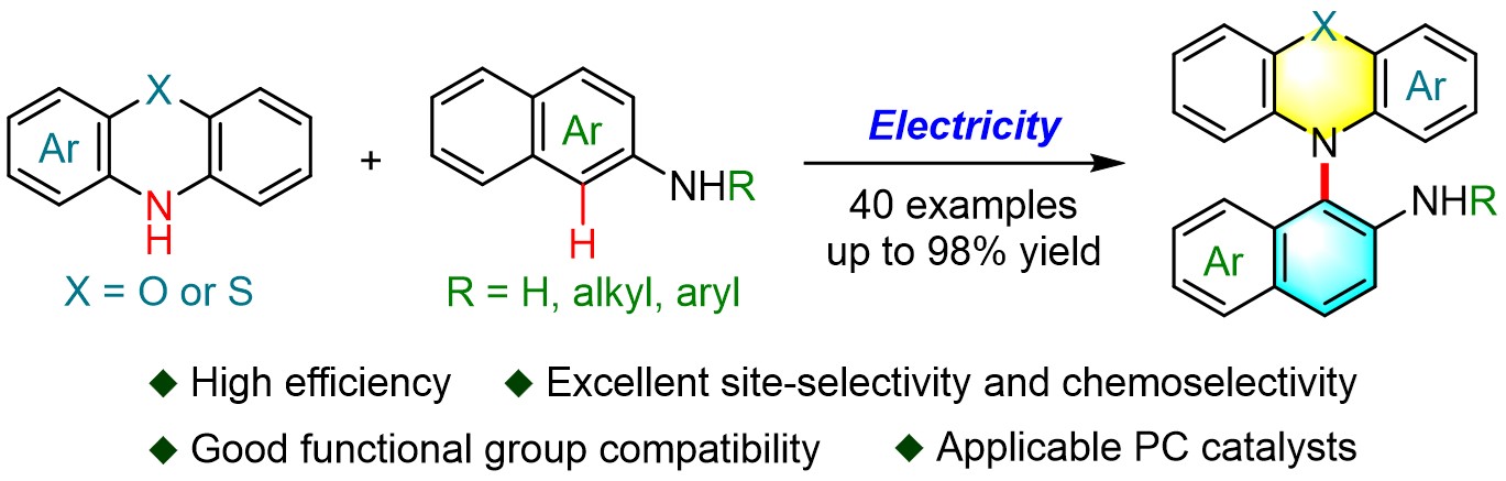 Electrochemical phenothiazination of naphthylamines and its application in photocatalysis